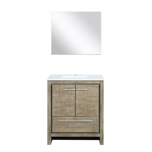 [LVLF30SRA310] Lafarre 30 in W x 20 in. D Rustic Acacia Bath Vanity, Cultured Marble Top and 28 in Mirror
