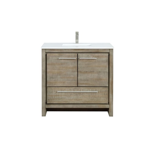 [LVLF36SRA302] Lafarre 36 in W x 20 in. D Rustic Acacia Bath Vanity, Cultured Marble Top and Brushed Nickel Faucet Set