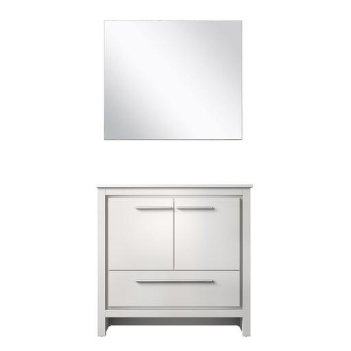 [LVLF36SW310] Lafarre 36 in W x 20 in. D White Bath Vanity, Cultured Marble Top and 28 in Mirror