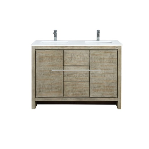 [LVLF48DRA301] Lafarre 48 in W x 20 in. D Rustic Acacia Double Bath Vanity, Cultured Marble Top and Chrome Faucet Set