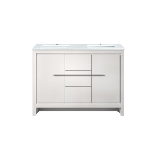 [LVLF48DW200] Lafarre 48 in W x 20 in. D White Double Bath Vanity and White Quartz Top
