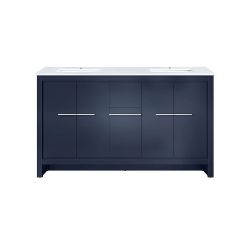 [LVLF60DNB200] Lafarre 60 in W x 20 in. D Navy Blue Double Bath Vanity and White Quartz Top