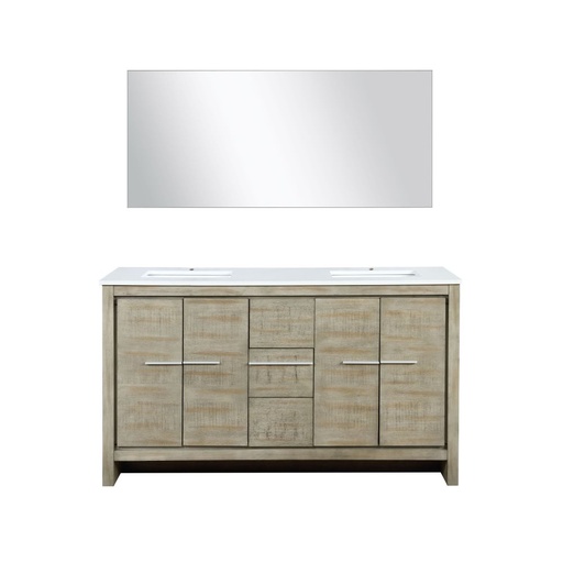 [LVLF60DRA310] Lafarre 60 in W x 20 in. D Rustic Acacia Double Bath Vanity, Cultured Marble Top and 55 in Mirror