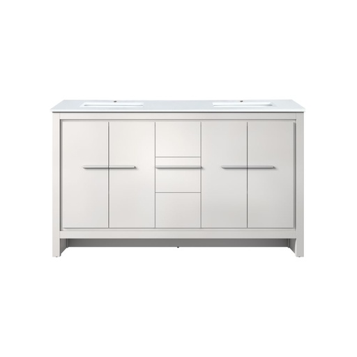 [LVLF60DW200] Lafarre 60 in W x 20 in. D White Double Bath Vanity and White Quartz Top