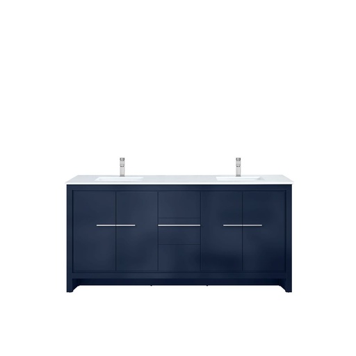 [LVLF72DNB301] Lafarre 72 in W x 20 in. D Navy Blue Double Bath Vanity, Cultured Marble Top and Chrome Faucet Set
