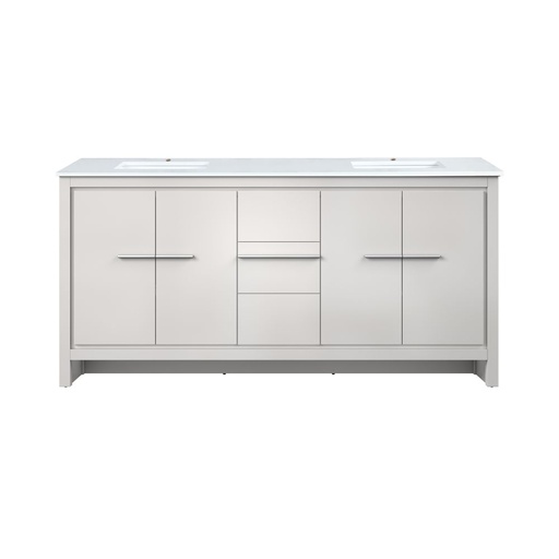 [LVLF72DW300] Lafarre 72 in W x 20 in. D White Double Bath Vanity and Cultured Marble Top