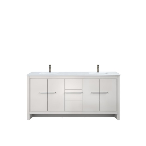 [LVLF72DW303] Lafarre 72 in W x 20 in. D White Double Bath Vanity, Cultured Marble Top and Gun Metal Faucet Set