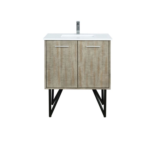 [LVLY30SRA201] Lancy 30 in W x 20 in. D Rustic Acacia Bath Vanity, White Quartz Top and Chrome Faucet Set