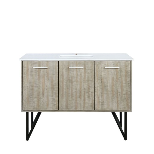 [LVLY48SRA200] Lancy 48 in W x 20 in. D Rustic Acacia Bath Vanity and White Quartz Top