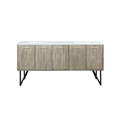 [LVLY72DRA200] Lancy 72 in W x 20 in. D Rustic Acacia Double Bath Vanity and White Quartz Top