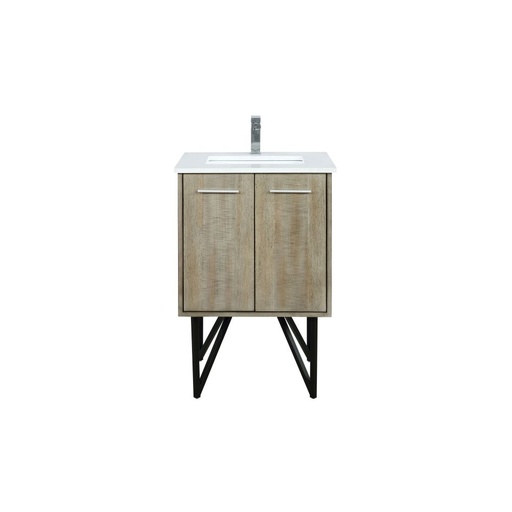 [LVLY24SRA301] Lancy 24 in W x 20 in. D Rustic Acacia Bath Vanity, Cultured Marble Top and Chrome Faucet Set
