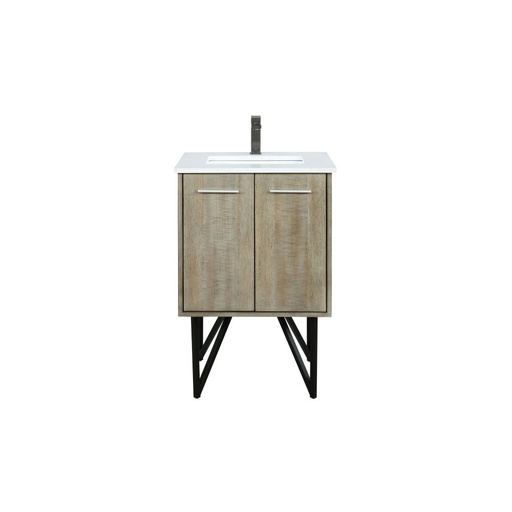 [LVLY24SRA303] Lancy 24 in W x 20 in. D Rustic Acacia Bath Vanity, Cultured Marble Top and Gun Metal Faucet Set