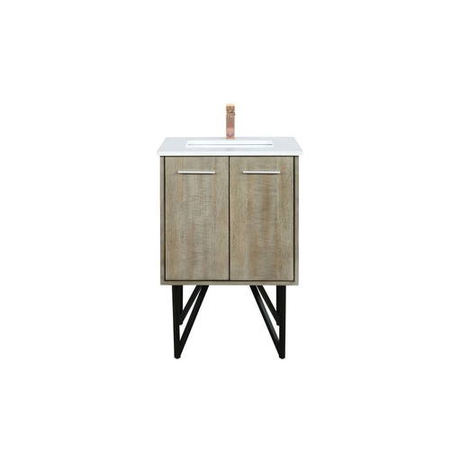 [LVLY24SRA304] Lancy 24 in W x 20 in. D Rustic Acacia Bath Vanity, Cultured Marble Top and Rose Gold Faucet Set