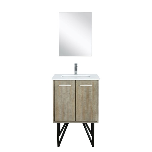 [LVLY24SRA311] Lancy 24 in W x 20 in. D Rustic Acacia Bath Vanity, Cultured Marble Top, Chrome Faucet Set and 18 in Mirror