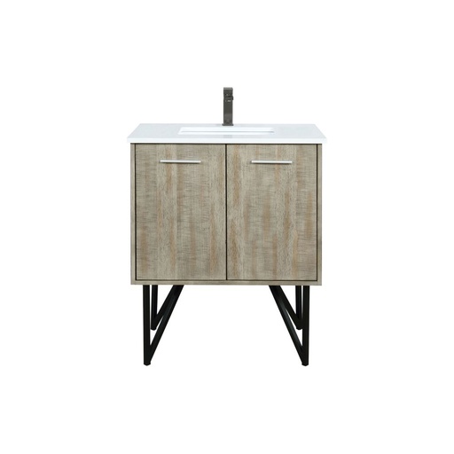 [LVLY30SRA303] Lancy 30 in W x 20 in. D Rustic Acacia Bath Vanity, Cultured Marble Top and Gun Metal Faucet Set