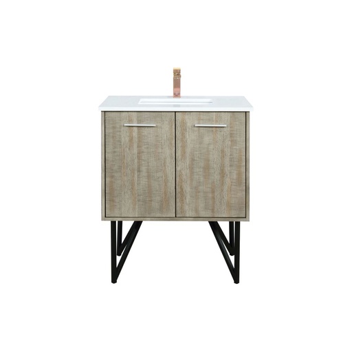 [LVLY30SRA304] Lancy 30 in W x 20 in. D Rustic Acacia Bath Vanity, Cultured Marble Top and Rose Gold Faucet Set