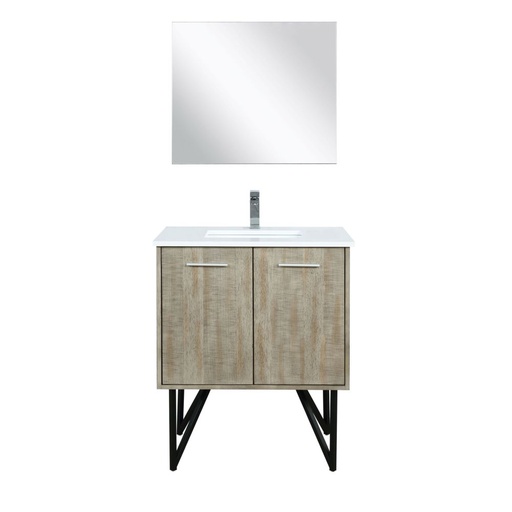 [LVLY30SRA311] Lancy 30 in W x 20 in. D Rustic Acacia Bath Vanity, Cultured Marble Top, Chrome Faucet Set and 28 in Mirror
