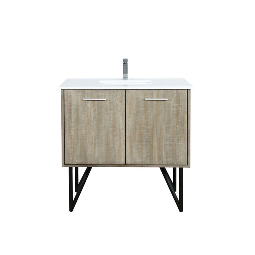[LVLY36SRA301] Lancy 36 in W x 20 in. D Rustic Acacia Bath Vanity, Cultured Marble Top and Chrome Faucet Set