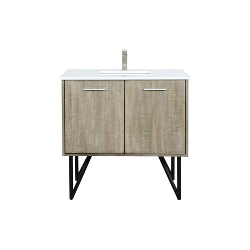 [LVLY36SRA302] Lancy 36 in W x 20 in. D Rustic Acacia Bath Vanity, Cultured Marble Top and Brushed Nickel Faucet Set