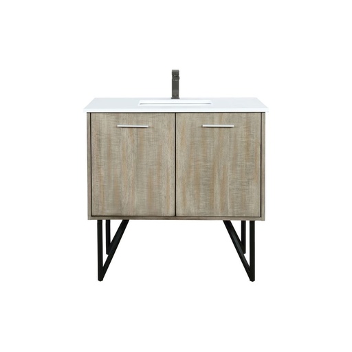 [LVLY36SRA303] Lancy 36 in W x 20 in. D Rustic Acacia Bath Vanity, Cultured Marble Top and Gun Metal Faucet Set