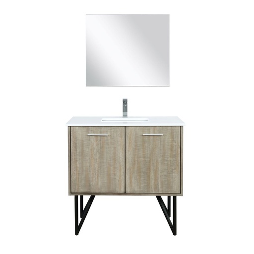 [LVLY36SRA311] Lancy 36 in W x 20 in. D Rustic Acacia Bath Vanity, Cultured Marble Top, Chrome Faucet Set and 28 in Mirror