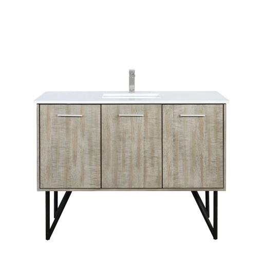 [LVLY48SRA302] Lancy 48 in W x 20 in. D Rustic Acacia Bath Vanity, Cultured Marble Top and Brushed Nickel Faucet Set