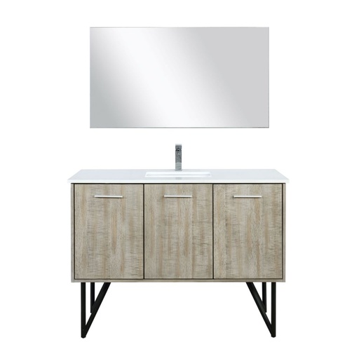 [LVLY48SRA311] Lancy 48 in W x 20 in. D Rustic Acacia Bath Vanity, Cultured Marble Top, Chrome Faucet Set and 43 in Mirror
