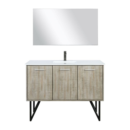 [LVLY48SRA313] Lancy 48 in W x 20 in. D Rustic Acacia Bath Vanity, Cultured Marble Top, Gun Metal Faucet Set and 43 in Mirror