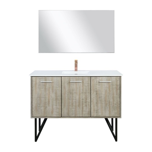 [LVLY48SRA314] Lancy 48 in W x 20 in. D Rustic Acacia Bath Vanity, Cultured Marble Top, Rose Gold Faucet Set and 43 in Mirror