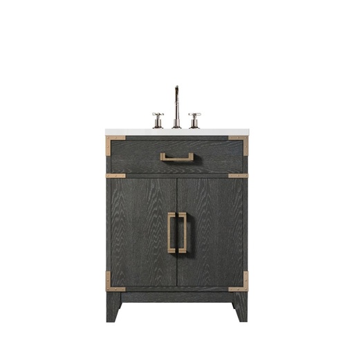[LVL24SJ501] Laurel 24 in W x 18 in. D Black Oak Single Bath Vanity, Acrylic Top, and Faucet Set