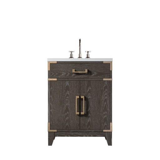[LVL24SK501] Laurel 24 in W x 18 in. D Brown Oak Single Bath Vanity, Acrylic Top, and Faucet Set