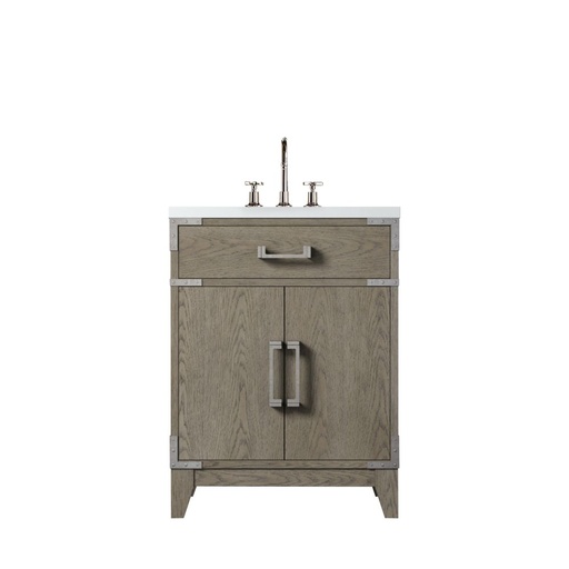 [LVL24SR501] Laurel 24 in W x 18 in. D Grey Oak Single Bath Vanity, Acrylic Top, and Faucet Set