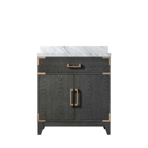 [LVL30SJ100] Laurel 30 in W x 22 in. D Black Oak Single Bath Vanity and Carrara Marble Top