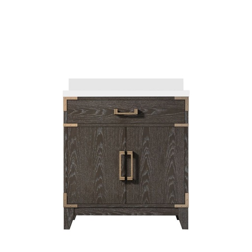 [LVL30SK300] Laurel 30 in W x 22 in. D Brown Oak Single Bath Vanity and Cultured Marble Top