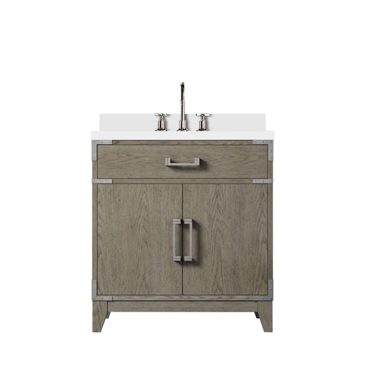 [LVL30SR301] Laurel 30 in W x 22 in. D Grey Oak Single Bath Vanity, Cultured Marble Top, and Faucet Set