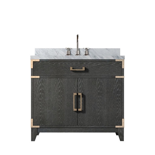 [LVL36SJ101] Laurel 36 in W x 22 in. D Black Oak Single Bath Vanity, Carrara Marble Top, and Faucet Set