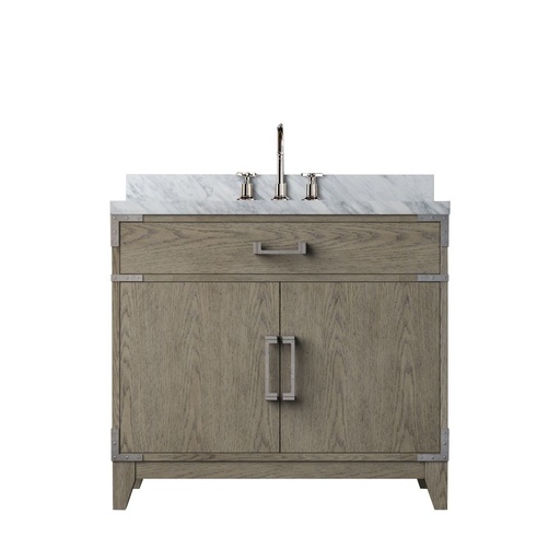 [LVL36SR101] Laurel 36 in W x 22 in. D Grey Oak Single Bath Vanity, Carrara Marble Top, and Faucet Set