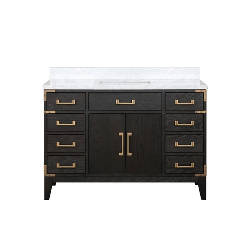 [LVL48SJ100] Laurel 48 in W x 22 in. D Black Oak Single Bath Vanity and Carrara Marble Top