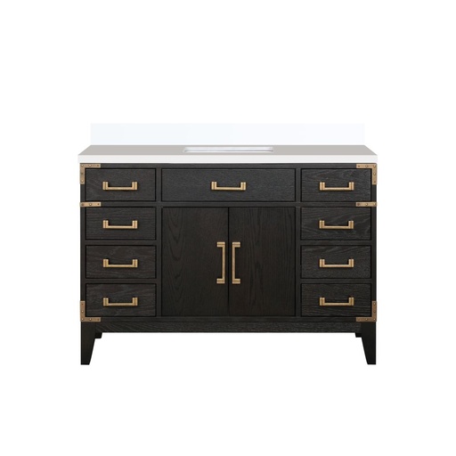 [LVL48SJ200] Laurel 48 in W x 22 in. D Black Oak Single Bath Vanity and White Quartz Top