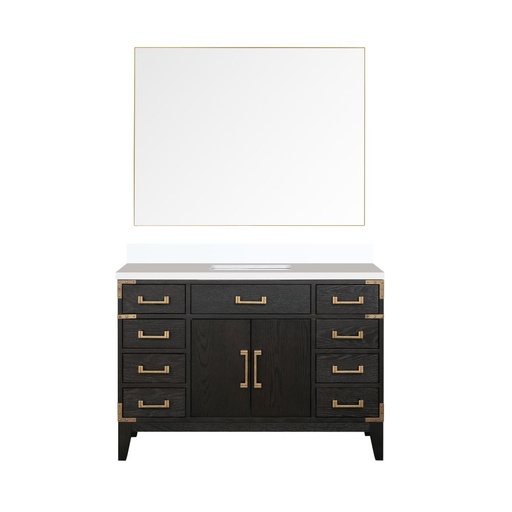 [LVL48SJ310] Laurel 48 in W x 22 in. D Black Oak Single Bath Vanity, Cultured Marble Top, and 46 in Mirror