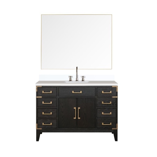 [LVL48SJ311] Laurel 48 in W x 22 in. D Black Oak Single Bath Vanity, Cultured Marble Top, Faucet Set, and 46 in Mirror