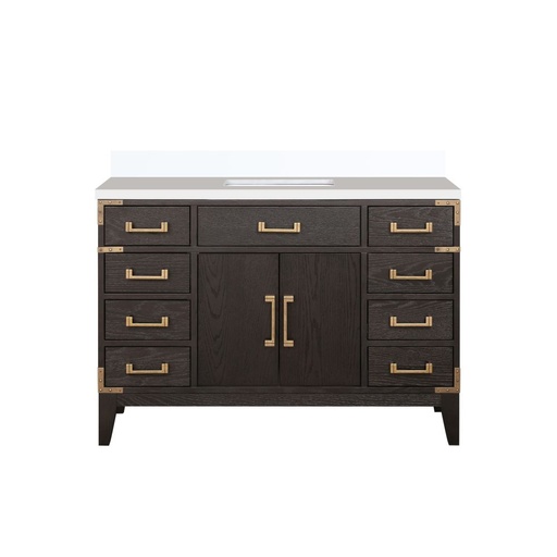 [LVL48SK200] Laurel 48 in W x 22 in. D Brown Oak Single Bath Vanity and White Quartz Top
