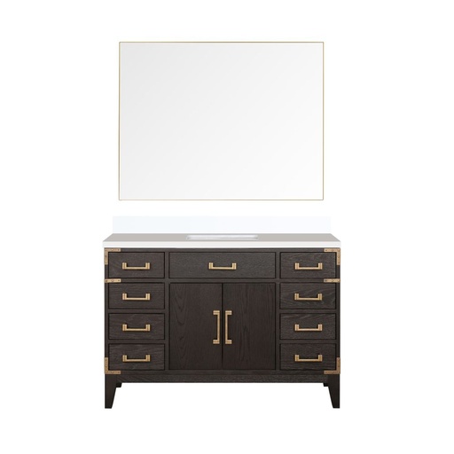 [LVL48SK310] Laurel 48 in W x 22 in. D Brown Oak Single Bath Vanity, Cultured Marble Top, and 46 in Mirror