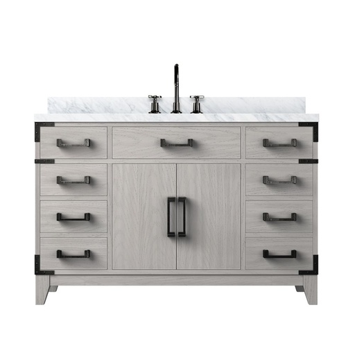 [LVL48SM101] Laurel 48 in W x 22 in. D White Oak Single Bath Vanity, Carrara Marble Top, and Faucet Set