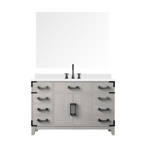 [LVL48SM311] Laurel 48 in W x 22 in. D White Oak Single Bath Vanity, Cultured Marble Top, Faucet Set, and 46 in Mirror