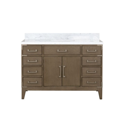 [LVL48SR100] Laurel 48 in W x 22 in. D Grey Oak Single Bath Vanity and Carrara Marble Top