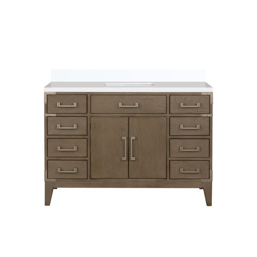[LVL48SR200] Laurel 48 in W x 22 in. D Grey Oak Single Bath Vanity and White Quartz Top