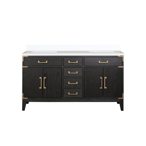 [LVL60DJ300] Laurel 60 in W x 22 in. D Black Oak Double Bath Vanity and Cultured Marble Top