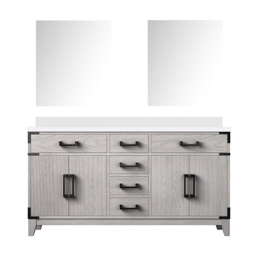 [LVL60DM210] Laurel 60 in W x 22 in. D White Oak Double Bath Vanity, White Quartz Top, and 28 in Mirrors