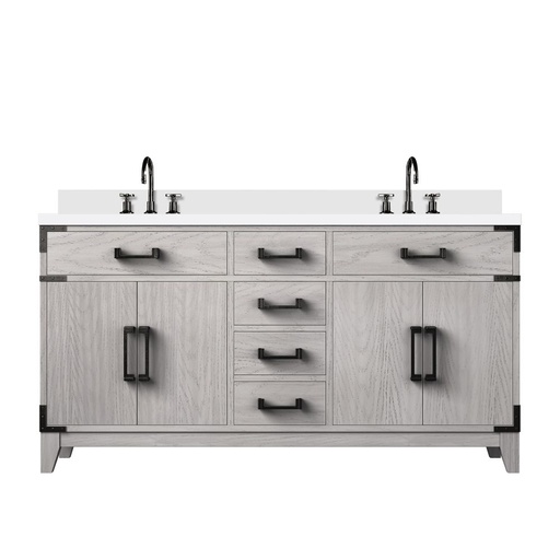 [LVL60DM301] Laurel 60 in W x 22 in. D White Oak Double Bath Vanity, Cultured Marble Top, and Faucet Set